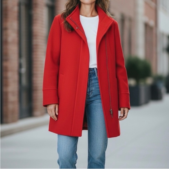 J. Crew Vibrant Red Pea Coat - Picture 9 of 9